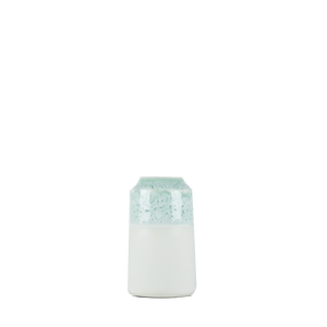 Lille vase i hvid med grøn/hvid #1009