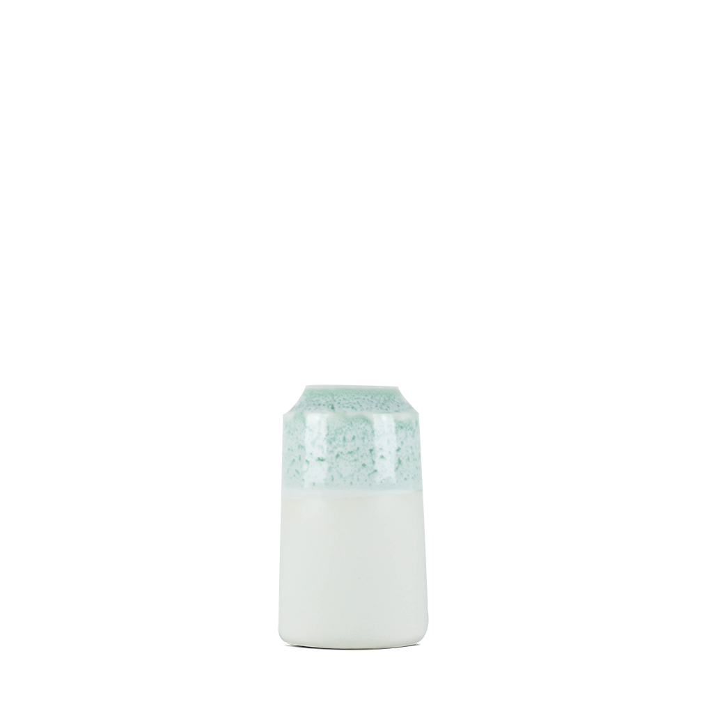 Lille vase i hvid med grøn/hvid #1009