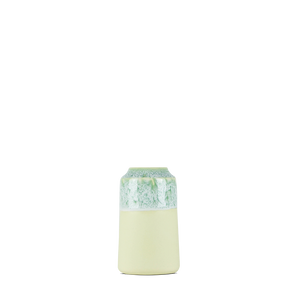 Kontrastvase i gul med grøn/hvid glasur #24,1 lille