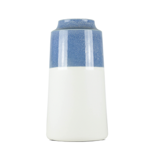 Stor vase i hvid med blank blå glasur #4